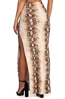 High Slit Snake Maxi Skirt