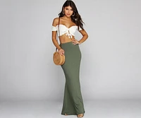 Maxi Out Ribbed Skirt