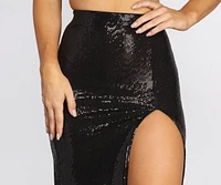 Night Out Sequins Midi Skirt