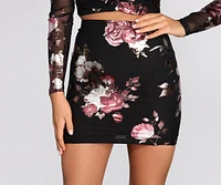 Foiled Floral Mesh Mini Skirt