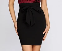 Classic Tie Waist Fitted Skirt