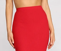 Basic Ribbed Pencil Skirt