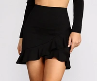 Ruffle Hem Ponte Mini Skirt