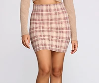Perf Plaid Ponte Mini Skirt