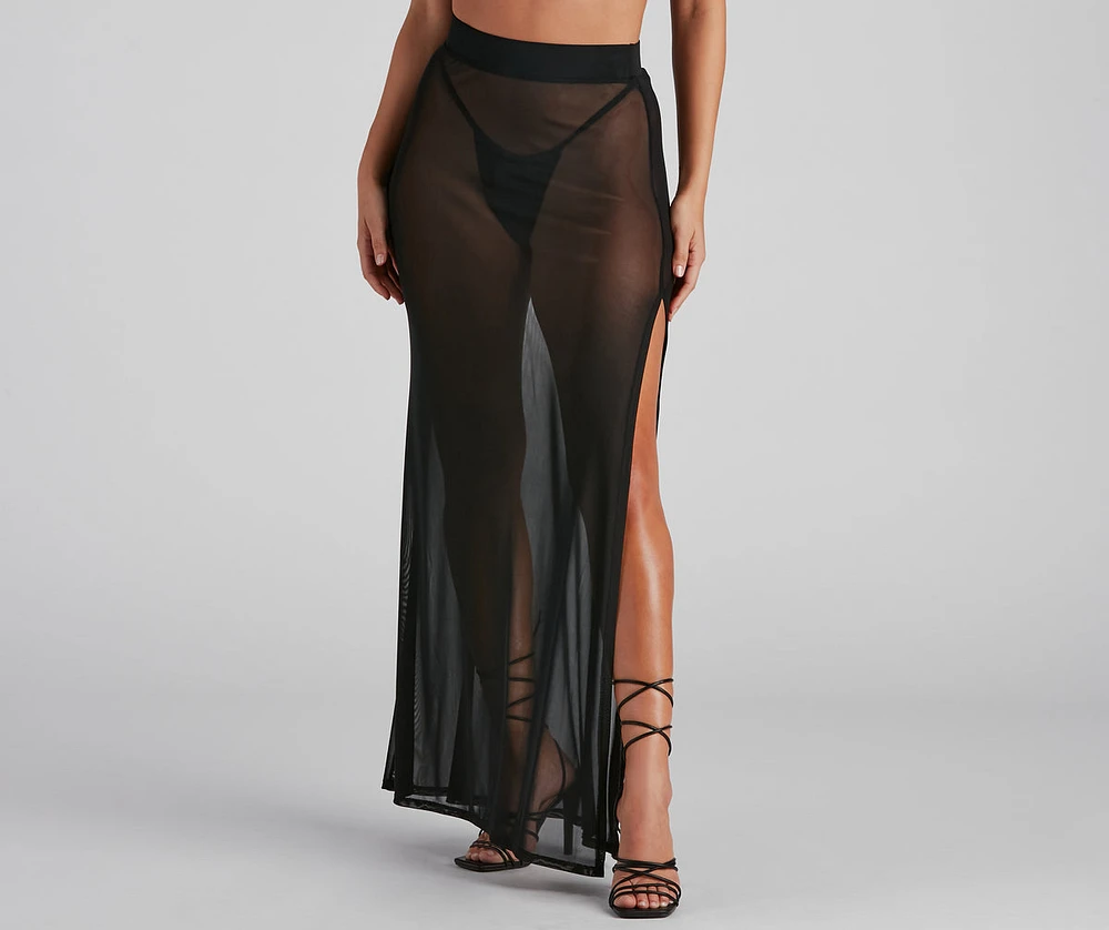 Wrap Me Glam Mesh Maxi Skirt