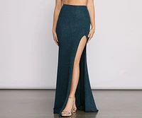 Under The Sea High Slit Glitter Maxi Skirt