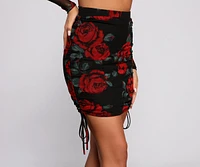Sweet Rose Ruched Mini Skirt