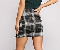 Chic Plaid Knit Mini Skirt