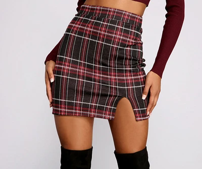 Moment Plaid High Waist Mini Skirt