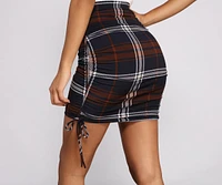 Plaid Perfection Ruched Mini Skirt