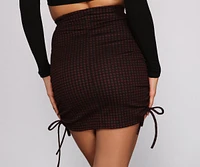 Chic Checkered Ruched Mini Skirt