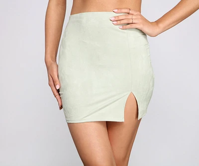 Raising The Bar Faux Suede Mini Skirt