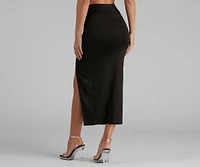 Basic High Slit Midi Skirt