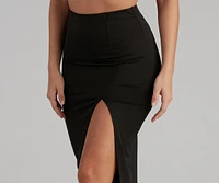 Basic High Slit Midi Skirt