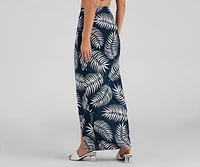 Tropical Palm Leaf Maxi Skirt