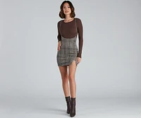 Always On Point Plaid Suspender Skirt