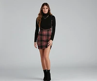 Checkin' It Twice Plaid Suspender Skirt