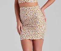 Ditsy Blooms Ruched Mini Skirt