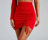 Ruched & Ready Slinky Knit Mini Skirt