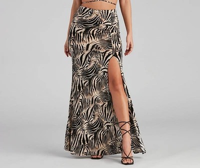 Wild Season Zebra Slit Maxi Skirt