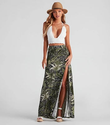 Cali Palms Tropical Slit Maxi Skirt