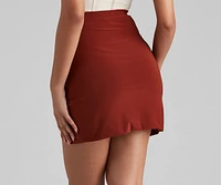 Classic-Chic Faux Wrap Mini Skirt