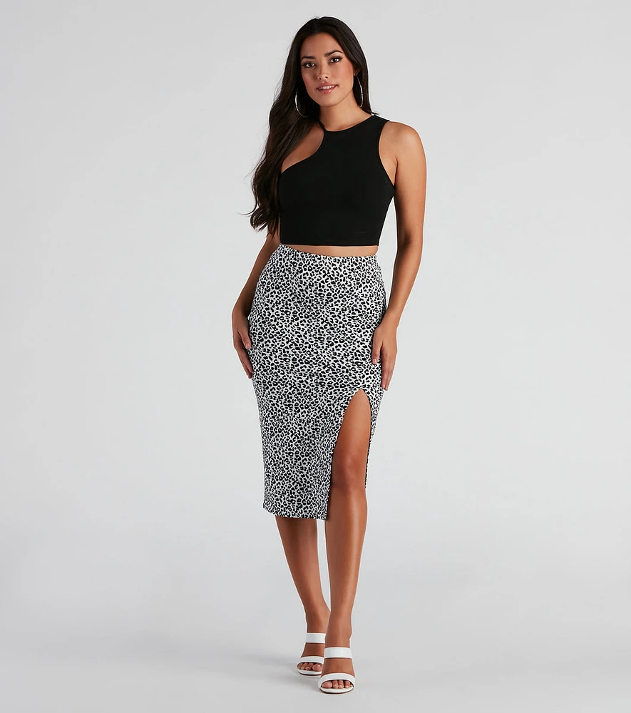 Sassy Mood Leopard Print Midi Skirt