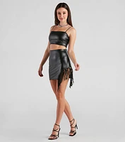 Fringe Dreams Faux Leather Mini Skirt