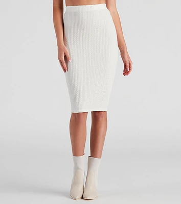 Cabin Cable Knit Midi Skirt