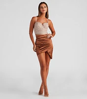 A Night Satin Wrap Mini Skirt