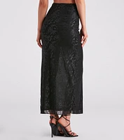 Glamorous Allure Ruched Lace Maxi Skirt