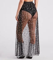 Starry-Eyed Sheer Mesh Maxi Skirt