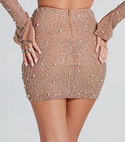 Got Bling Faux Pearl Rhinestone Mini Skirt