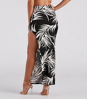 Island Breeze Tropical Print Midi Skirt