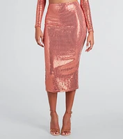 Enticing Sparkle Sequin Midi Skirt