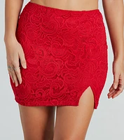 Romantic Mood Floral Lace Slit Mini Skirt