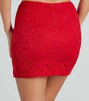 Romantic Mood Floral Lace Slit Mini Skirt