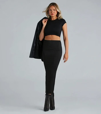 Streamlined Silhouette Smooth Knit Maxi Skirt