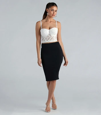 Seamless Smooth Knit High-Rise Pencil Skirt