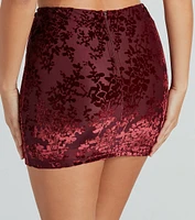 Twice As Flirty Flocked Velvet Mini Skirt