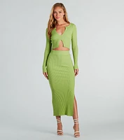 Twice The Love Rib Knit Midi Skirt