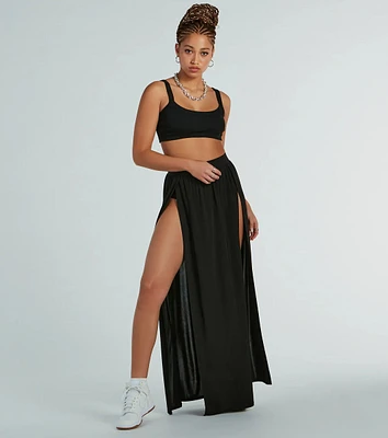 Statement Made High-Rise Dual-Slit Maxi Skirt