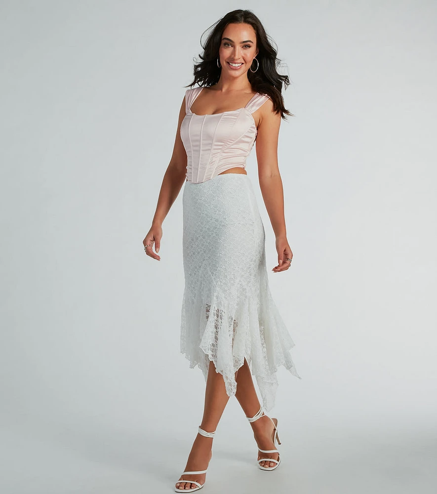 Romance Me High-Rise Hanky Lace Midi Skirt