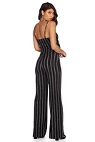 Stand Out Striped Tie Front Jumpsuit