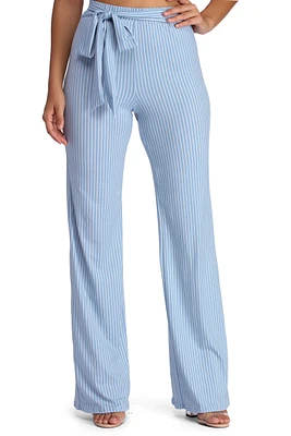 Striped And Tied High Waist Pants