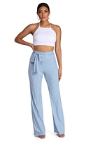 Striped And Tied High Waist Pants