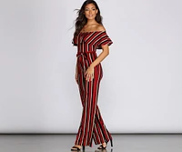 Tie Waist Striped Jumpsuit