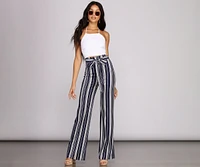 Twisted Stripes High Waist Pants