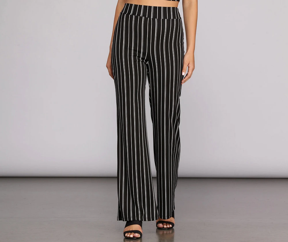 Sleek Stripes High Waist Pants