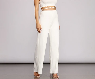 X Marks Ribbed Wide Pants